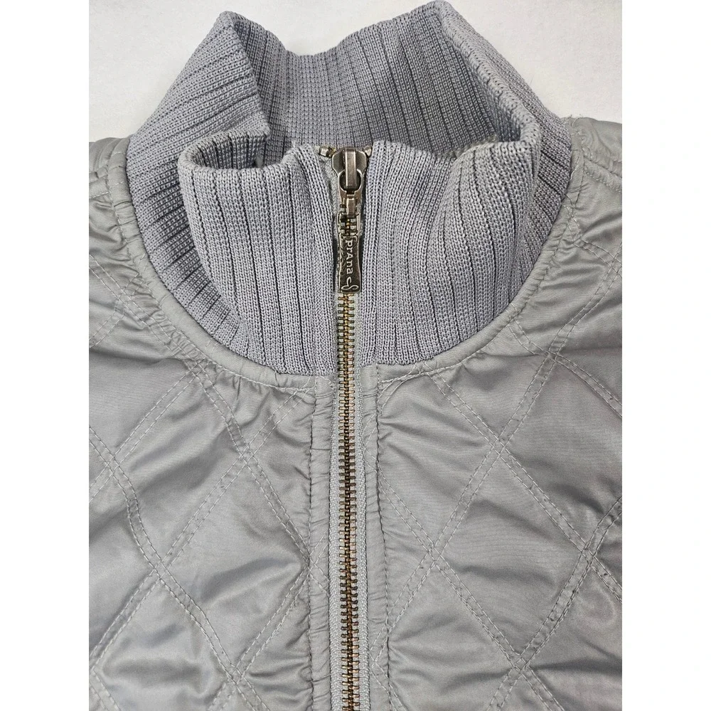 Prana Womens Quilted‎ Vest Grey Silver Full Zip Sherpa Lined Ribbed Knit Large